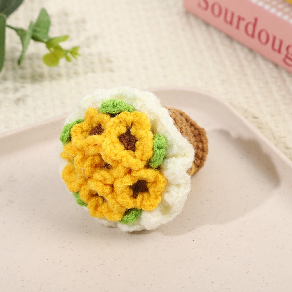 Mini Crochet Flower Bouquet – Handmade Yarn Flowers