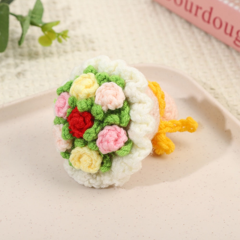 Mini Crochet Flower Bouquet – Handmade Yarn Flowers