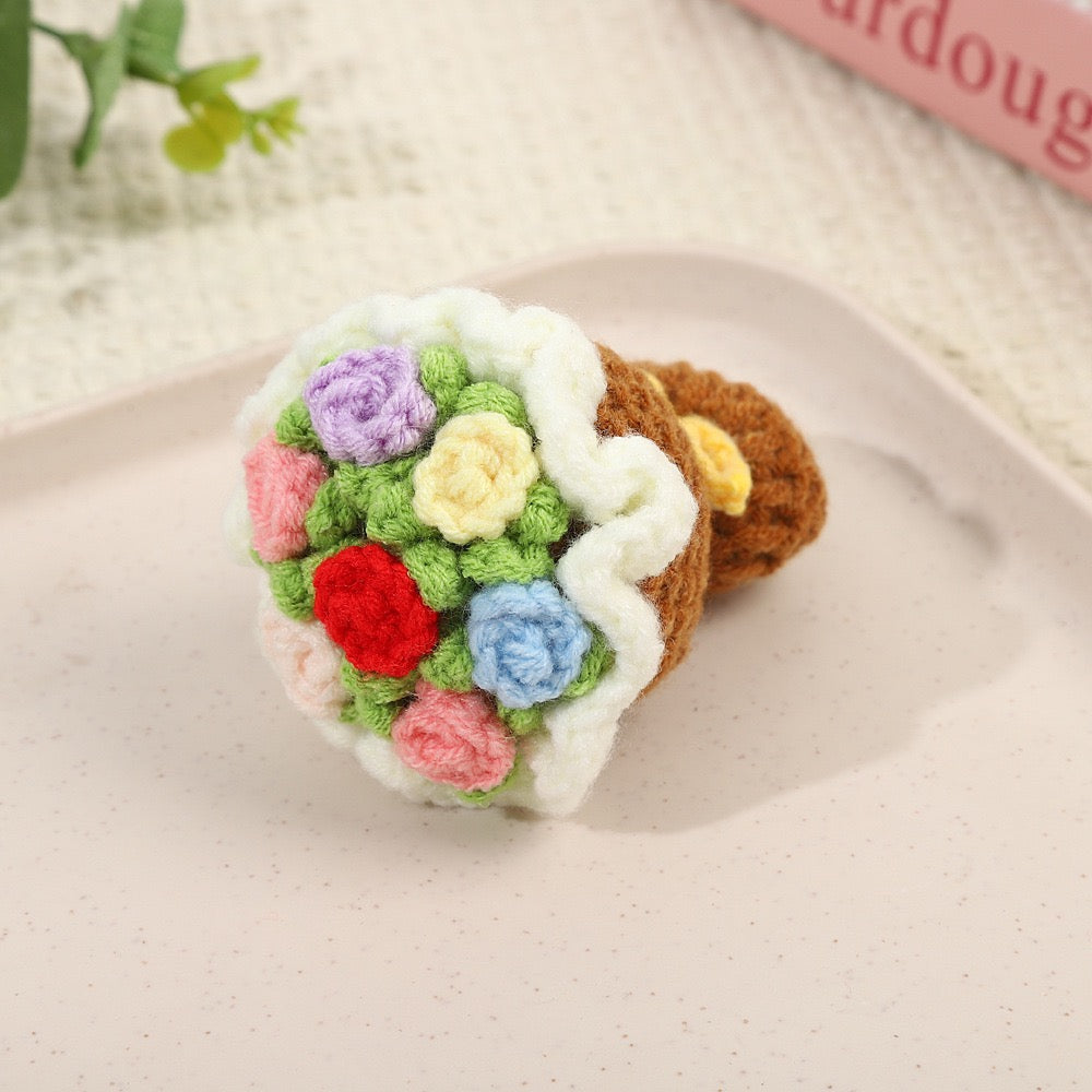 Mini Crochet Flower Bouquet – Handmade Yarn Flowers