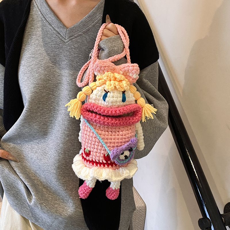 Handcrafted Sausage Mouth Girl Crossbody Bag