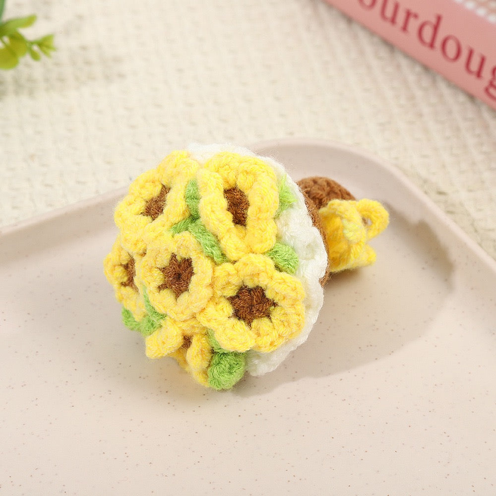 Mini Crochet Flower Bouquet – Handmade Yarn Flowers