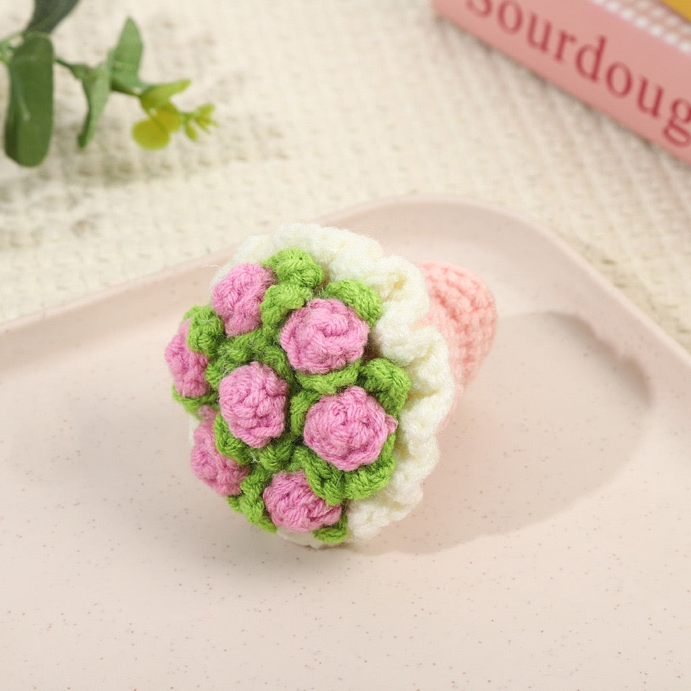 Mini Crochet Flower Bouquet – Handmade Yarn Flowers
