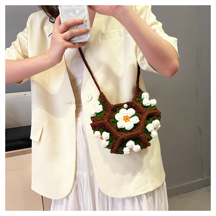 Handcrafted Puff Flower Crescent Bun