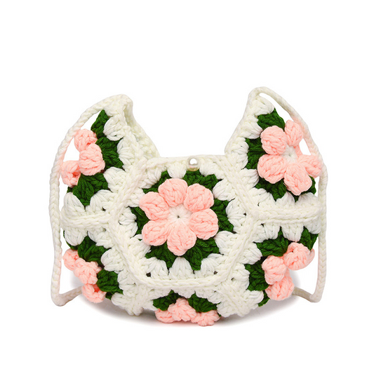 Handcrafted Puff Flower Crescent Bun
