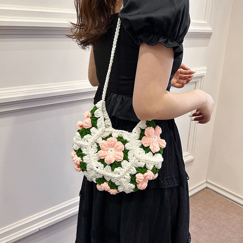 Handcrafted Puff Flower Crescent Bun