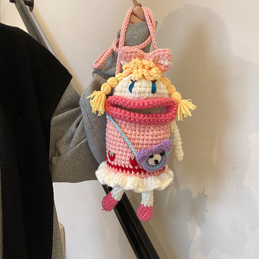 Handcrafted Sausage Mouth Girl Crossbody Bag