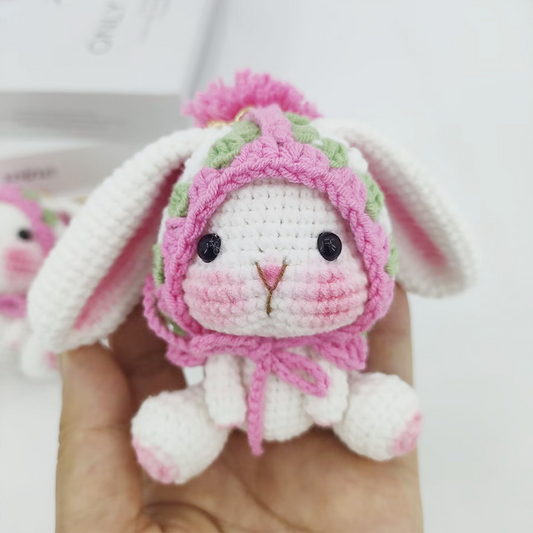 Handcrafted Crochet Peach Blossom Bunny