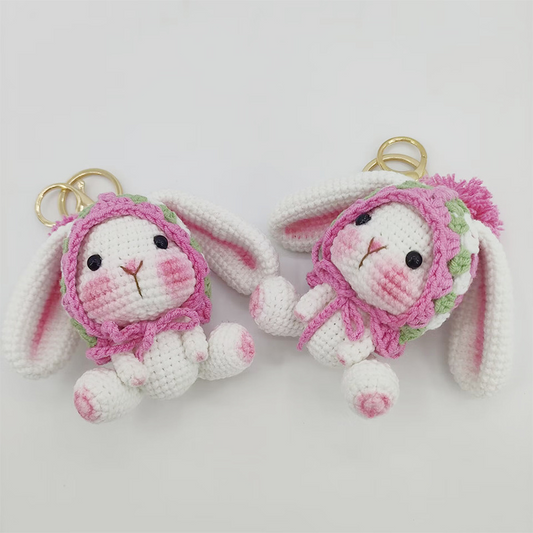 Handcrafted Crochet Peach Blossom Bunny