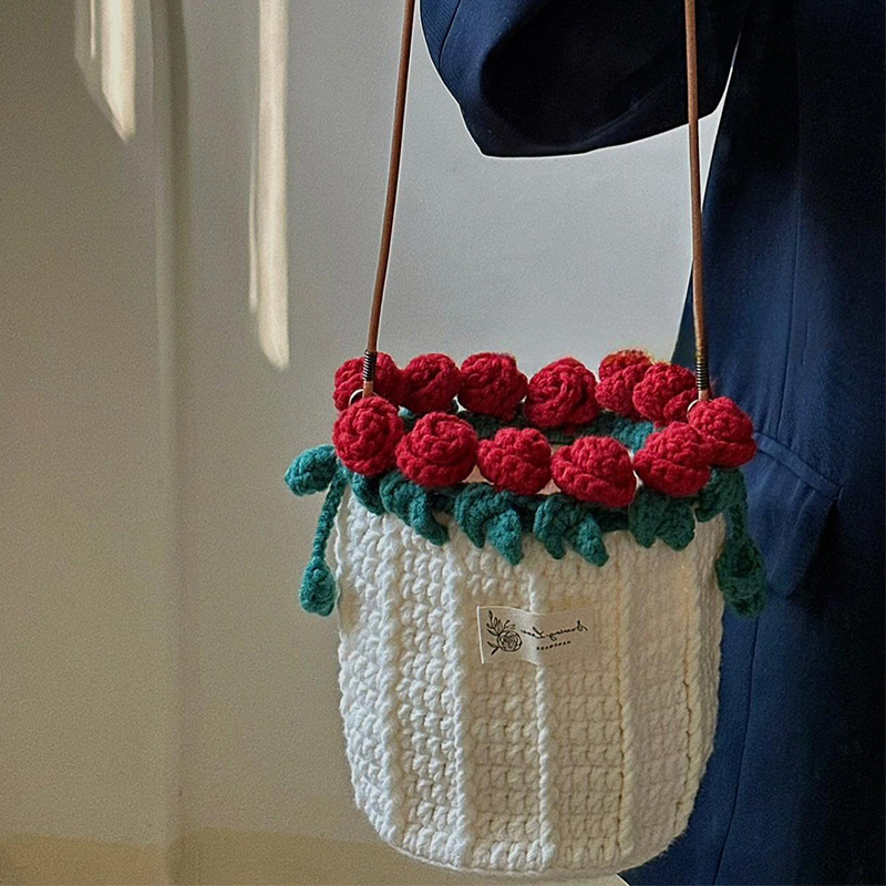 Handcrafted Rose Bag Shoulder Bag--Unfinished Products（Giveaway Material Pack+Tools+Tutorial）